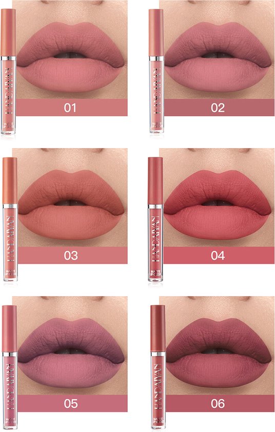 Lippenstift - Matte Lippenstift langhoudend - 6 nude kleuren