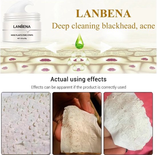 LANBENA Blackhead Remover Peel Off Mask mee-eters verwijderen van gezicht en neus